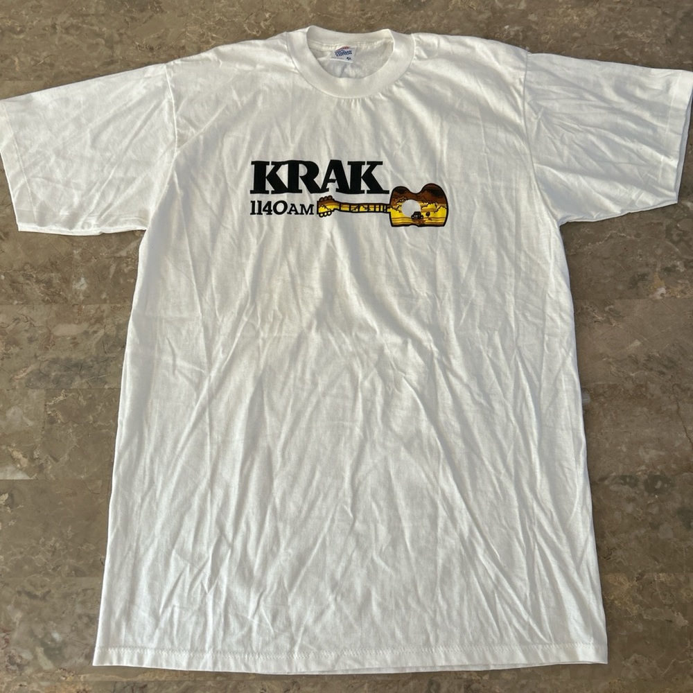 Vintage 1990s KRAK 1140 AM Radio Station Graphic T-Shirt XL USA